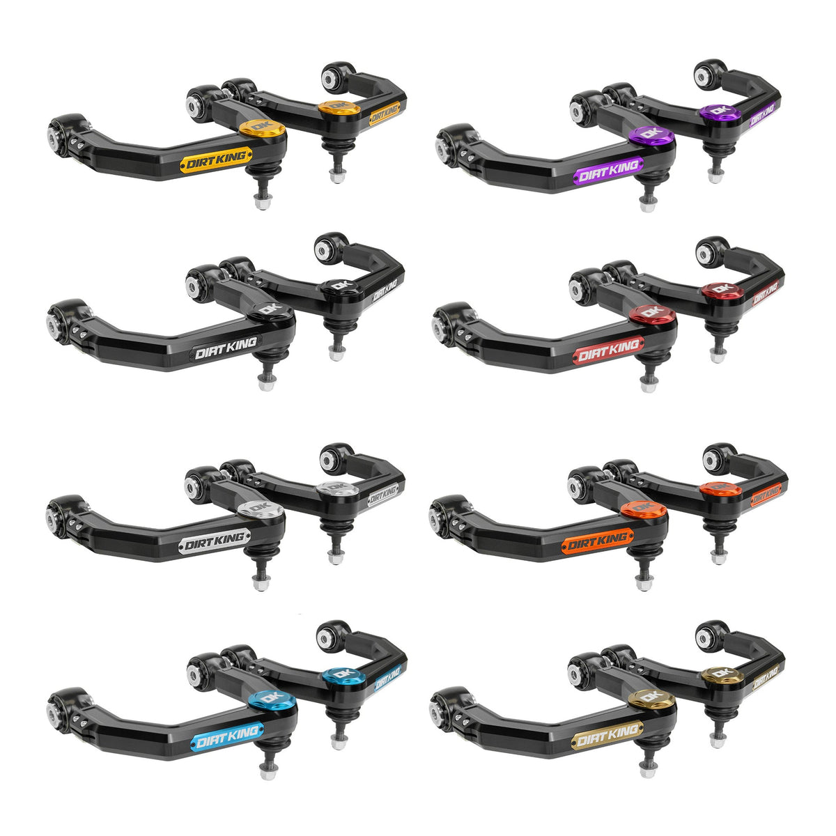 Black Dirt King billet upper control arm color options