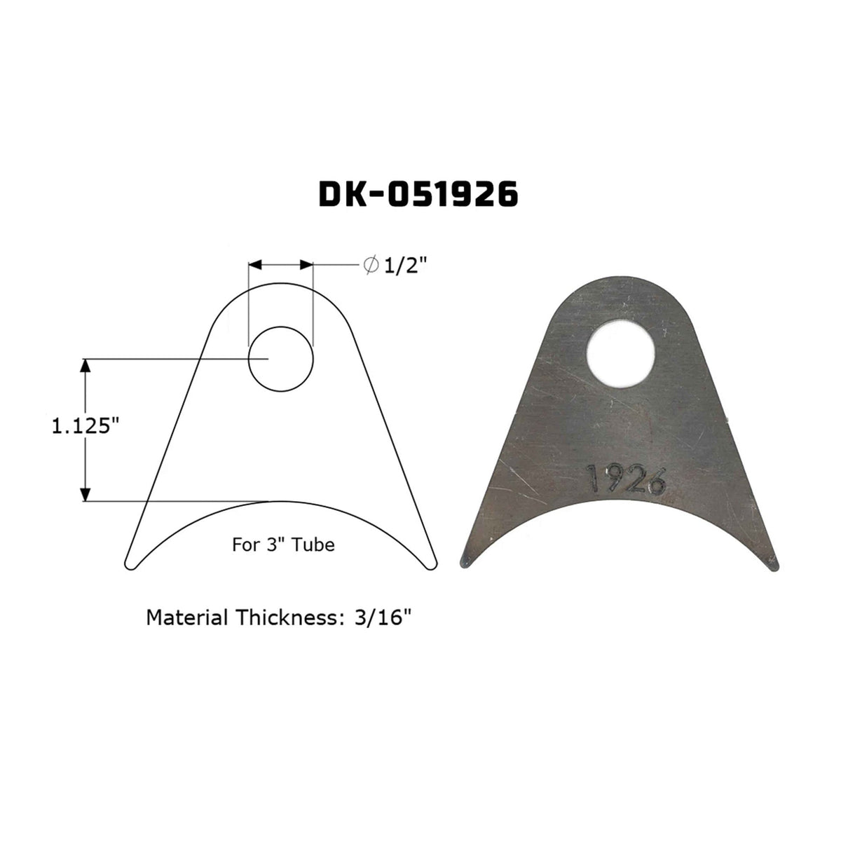 Dirt King shock tab DK-051926 dimensions