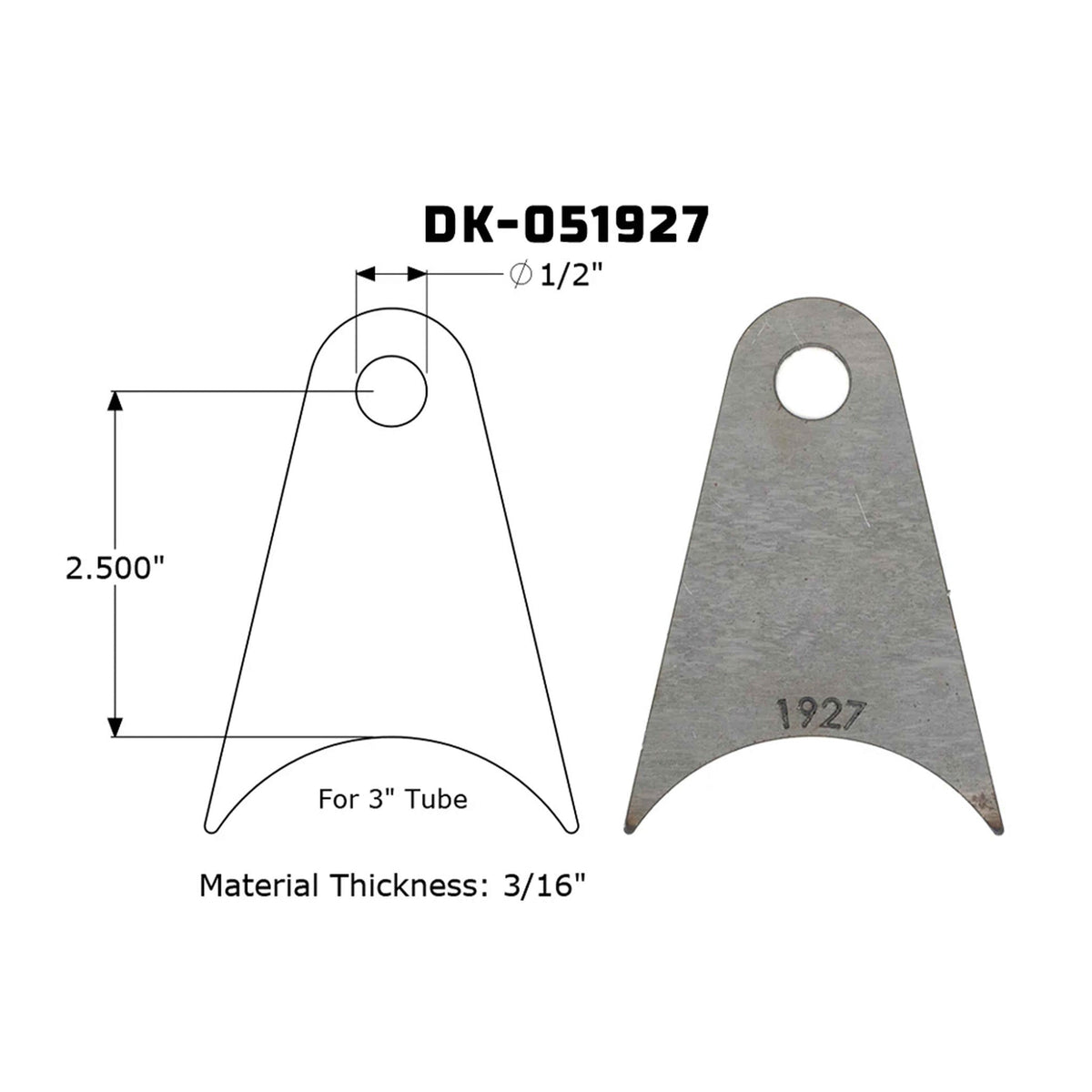 Dirt King shock tab DK-051927 dimensions
