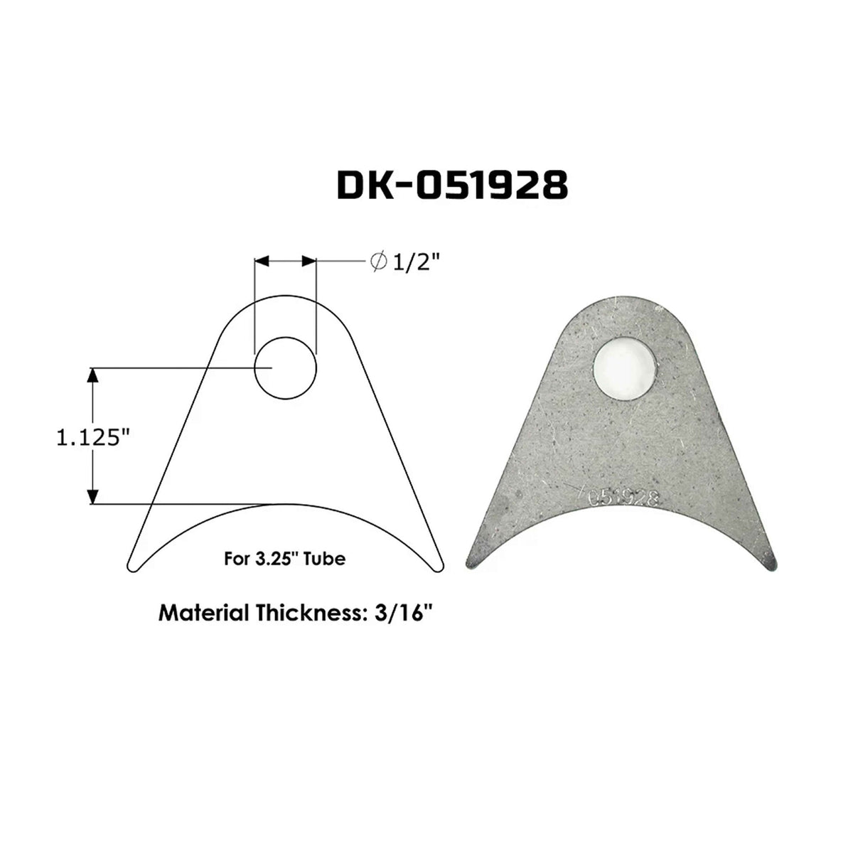 Dirt King shock tab DK-051928 dimensions