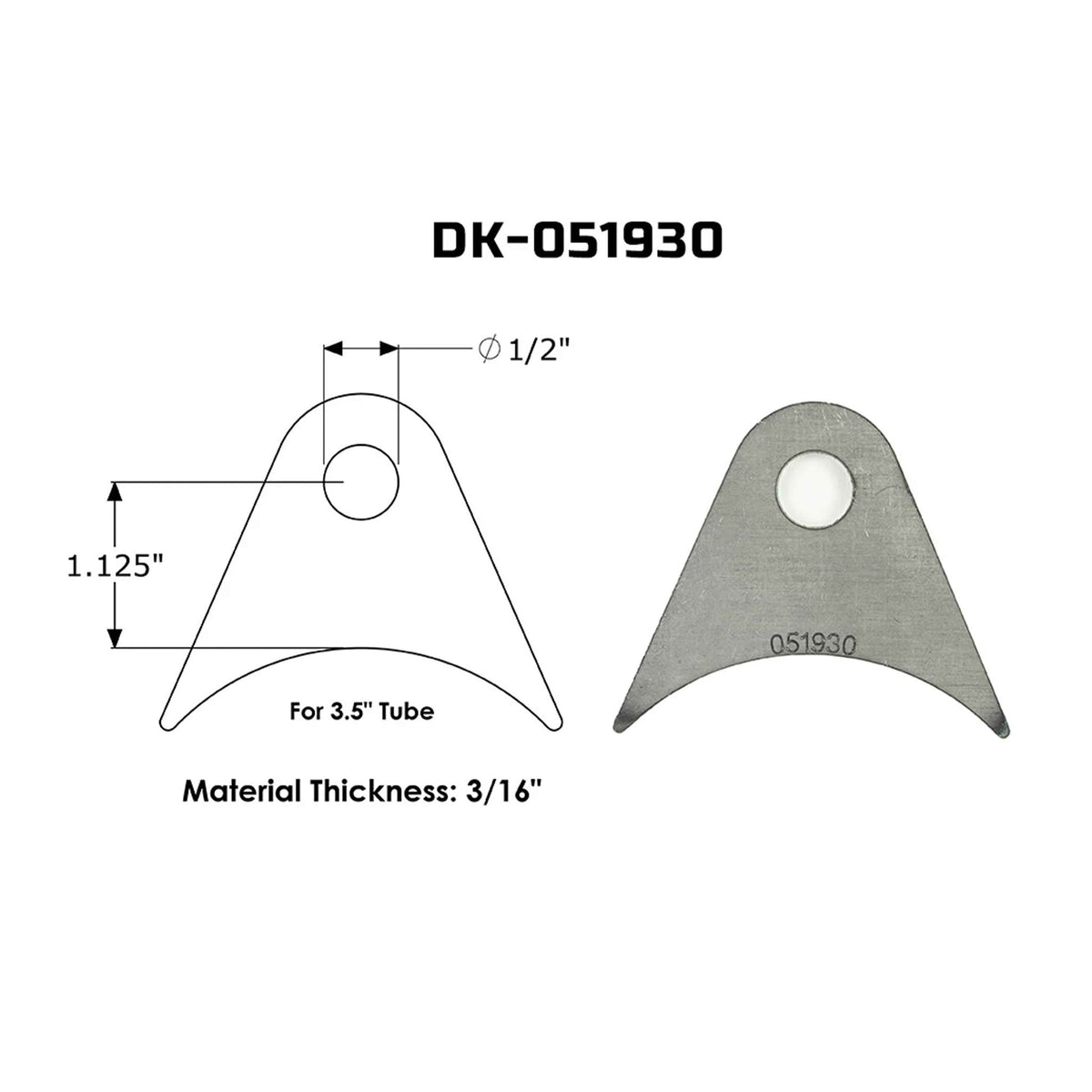 Dirt King shock tab DK-051930 dimensions