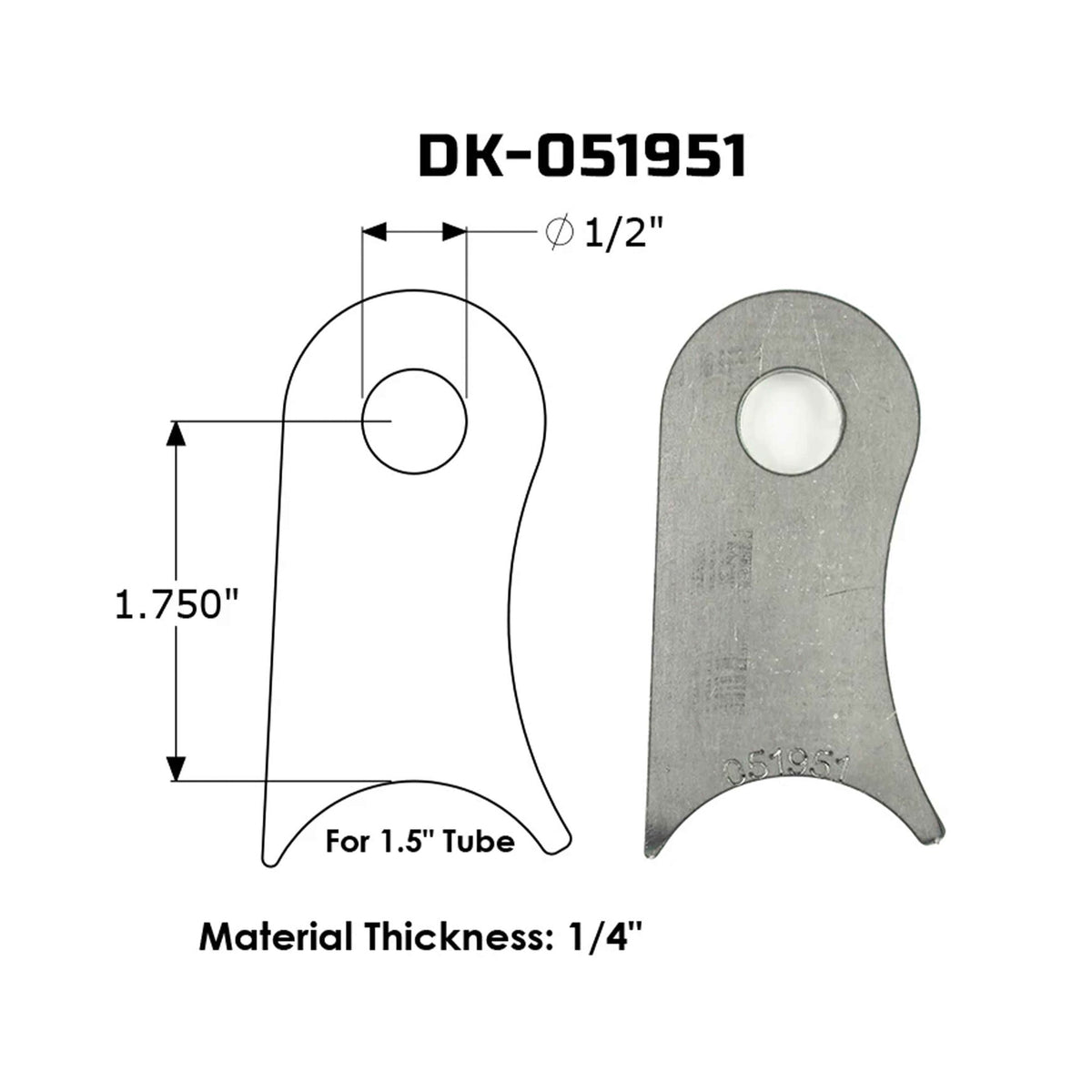 Dirt King shock tab DK-051951 dimensions