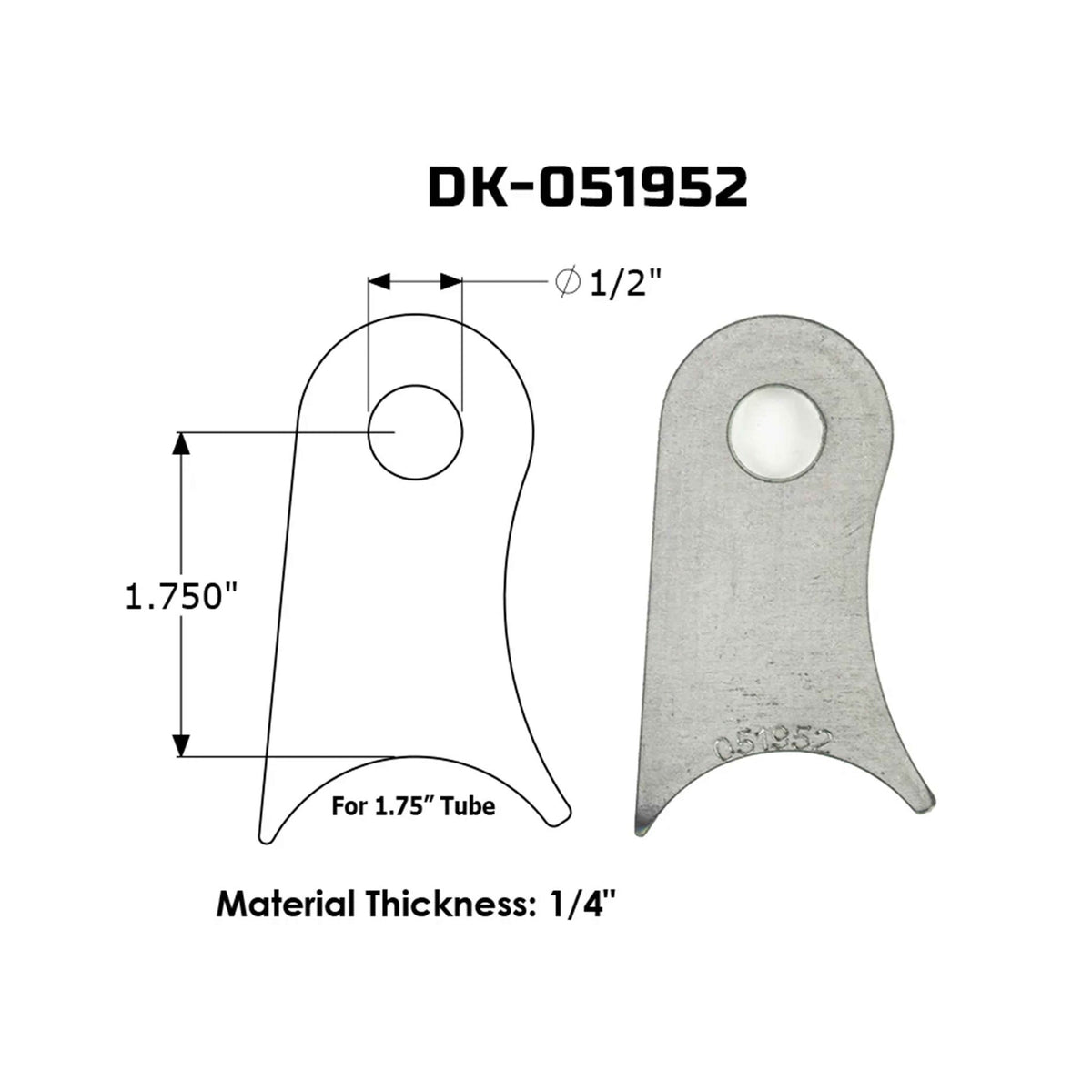 Dirt King shock tab DK-051952 dimensions