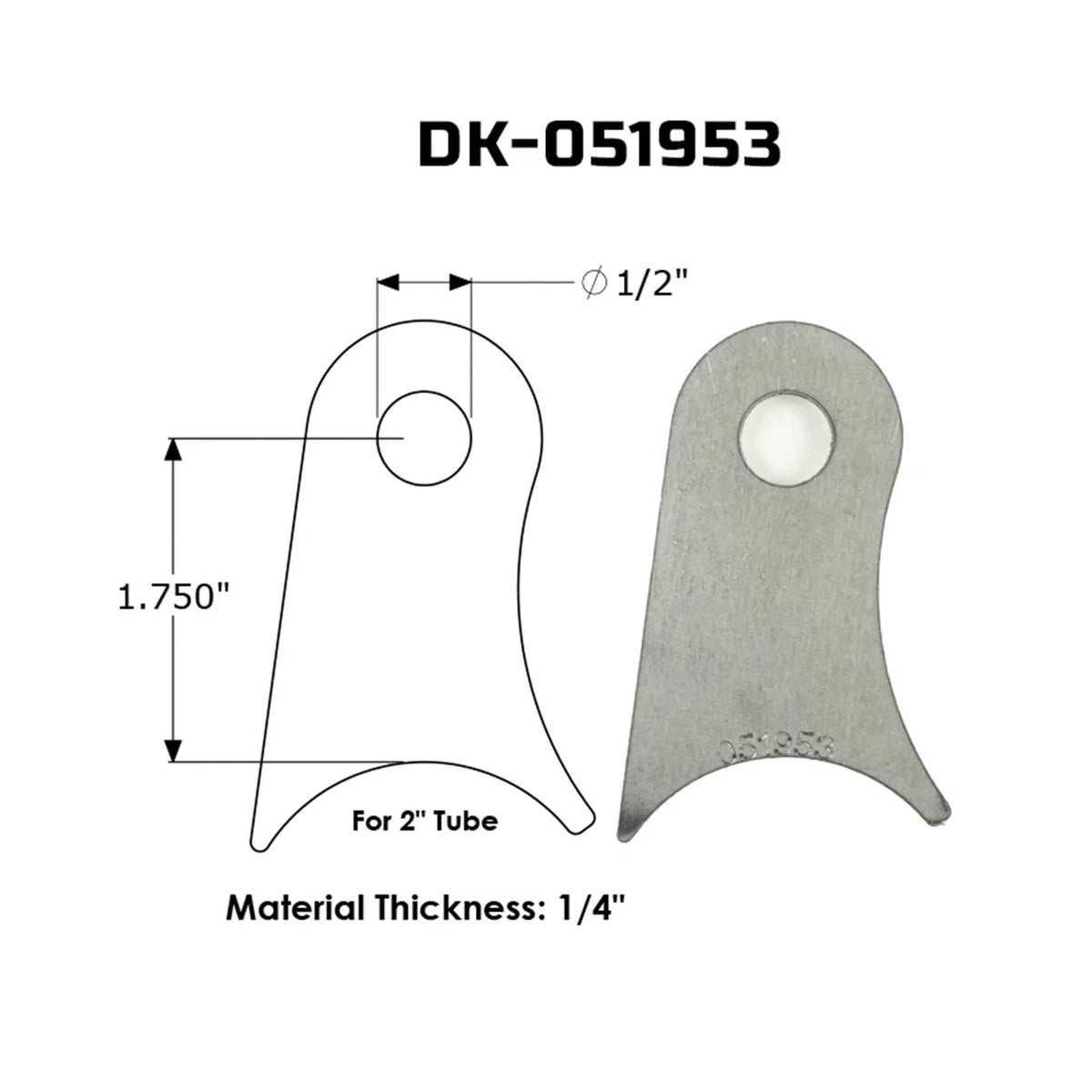 Dirt King shock tab DK-051953 dimensions