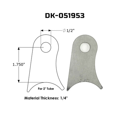 Dirt King shock tab DK-051953 dimensions