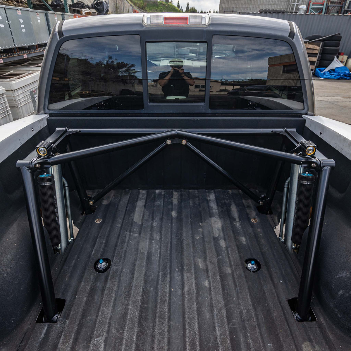Dirt King prefab bed cage installed on a Ford F-150