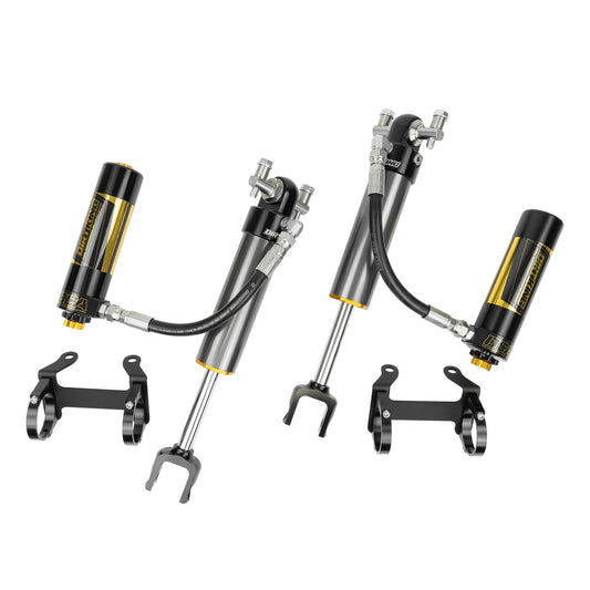 Dirt King 2.5 DCA remote reservoir front shocks for 2011–2026 Silverado and Sierra HD — view 1