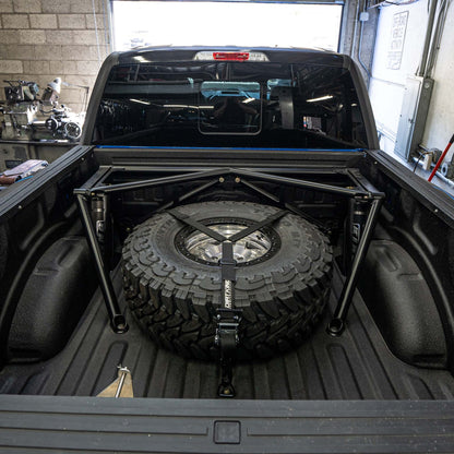 Dirt King Prefab Bedcage installed — rear above view