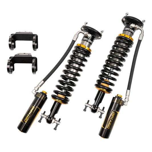 Dirt King 2.5 DCA remote reservoir coilovers for 2019–2026 Silverado and Sierra 1500 — view 1