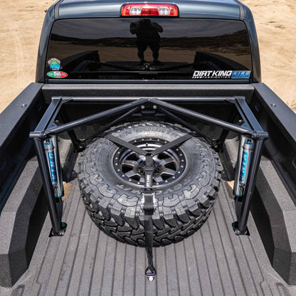 Dirt King prefab bed cage installed rear suspension view