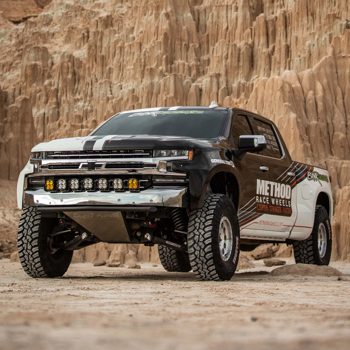 Chevrolet Silverado with Dirt King FOX 3.0 triple-bypass shocks