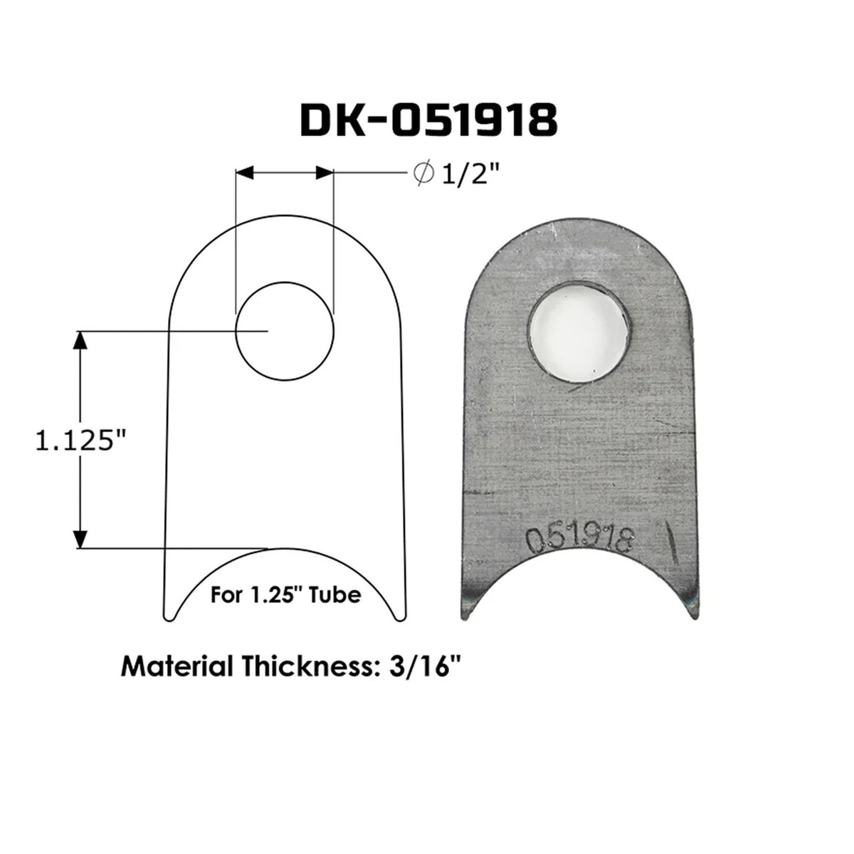 Dirt King Radius Tab DK-051918 dimensions