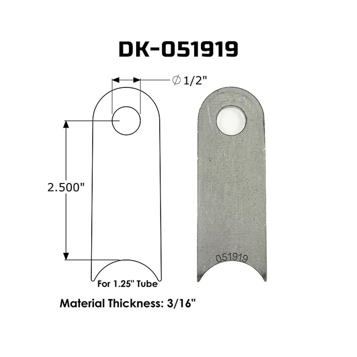Dirt King Radius Tab DK-051919 dimensions