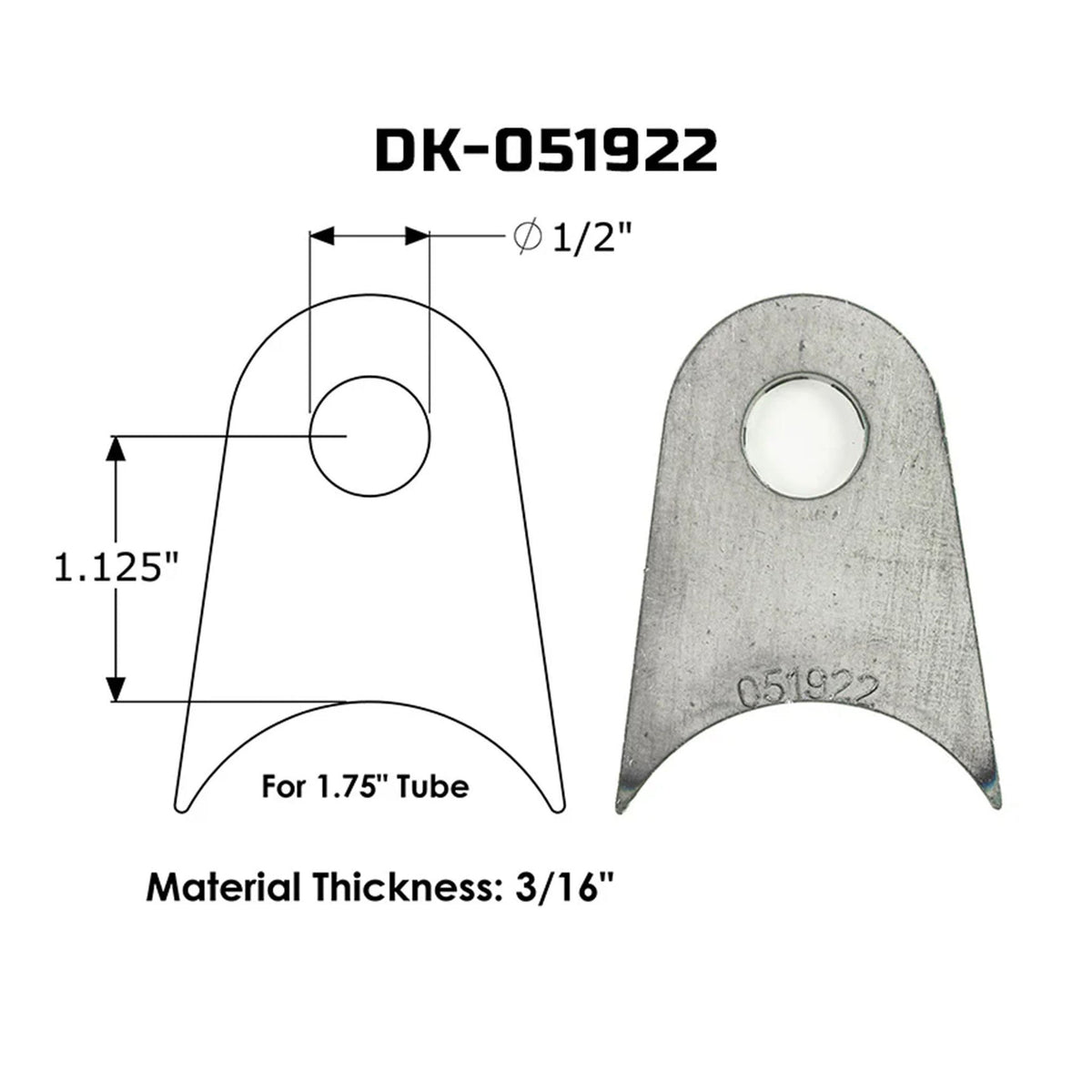 Dirt King Radius Tab DK-051922 dimensions