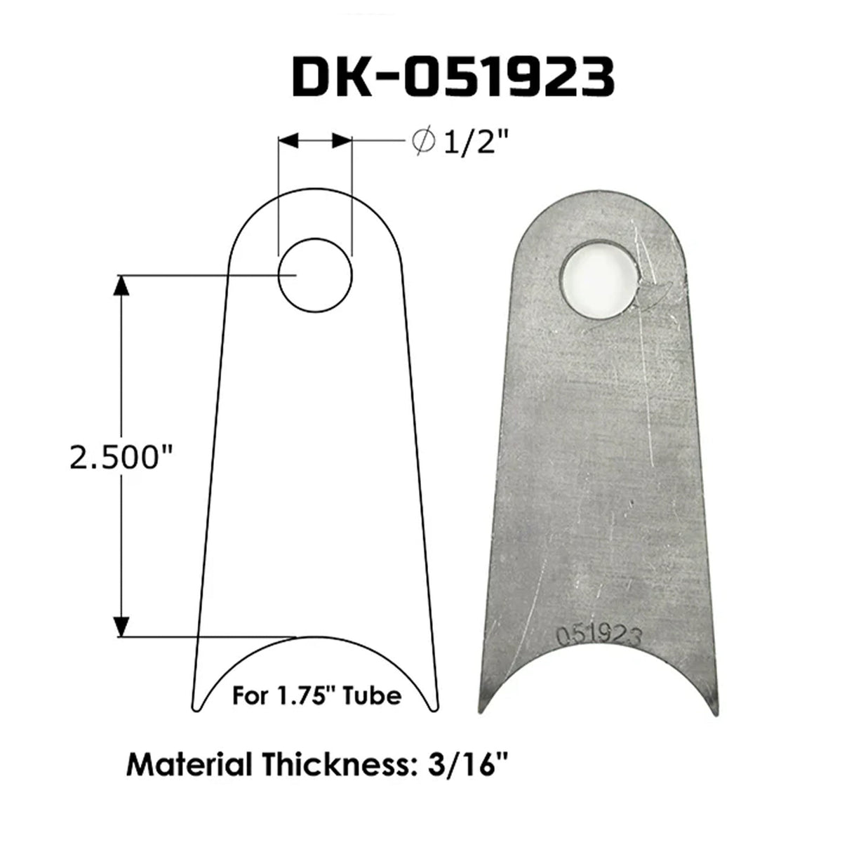 Dirt King Radius Tab DK-051923 dimensions