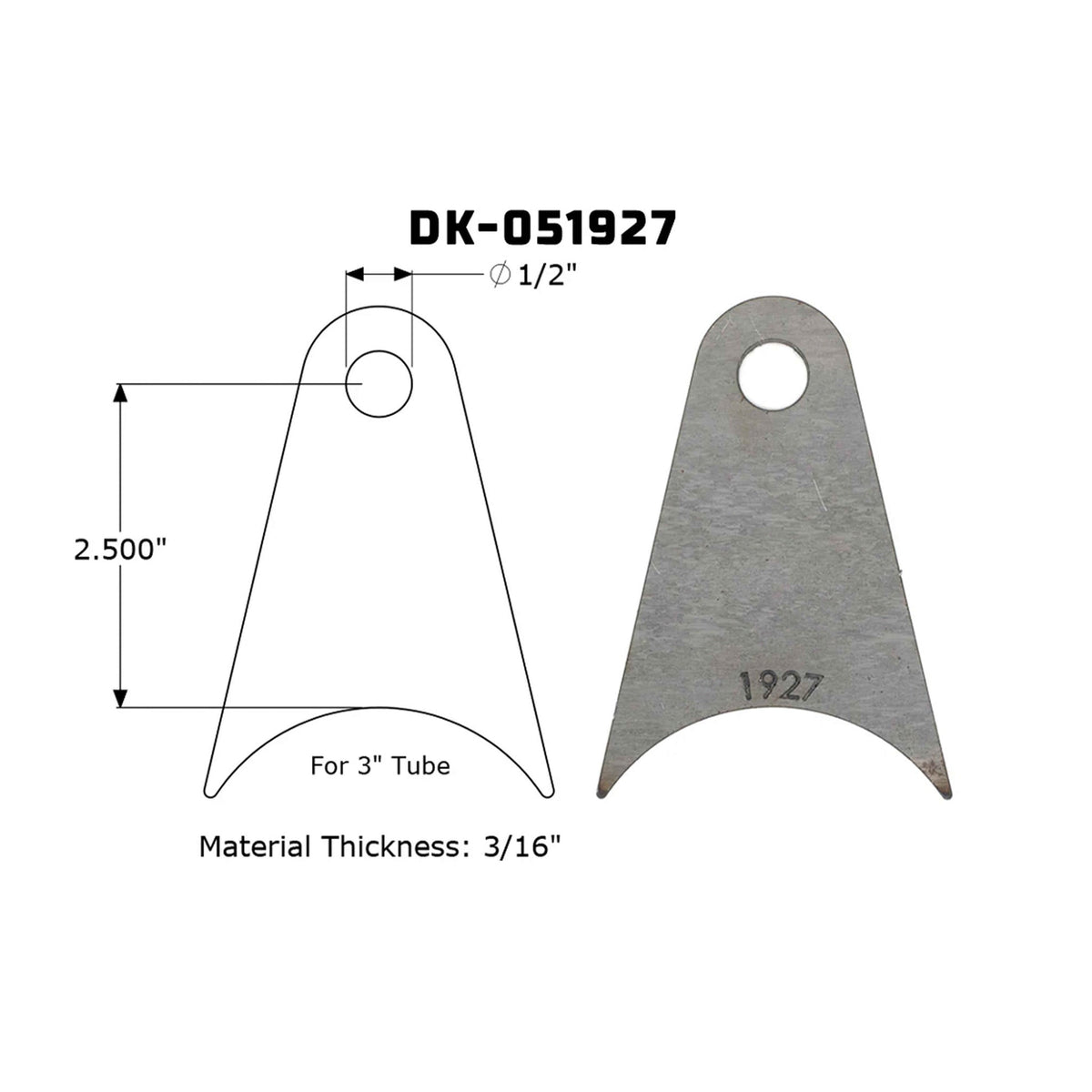 Dirt King Radius Tab DK-051927 dimensions