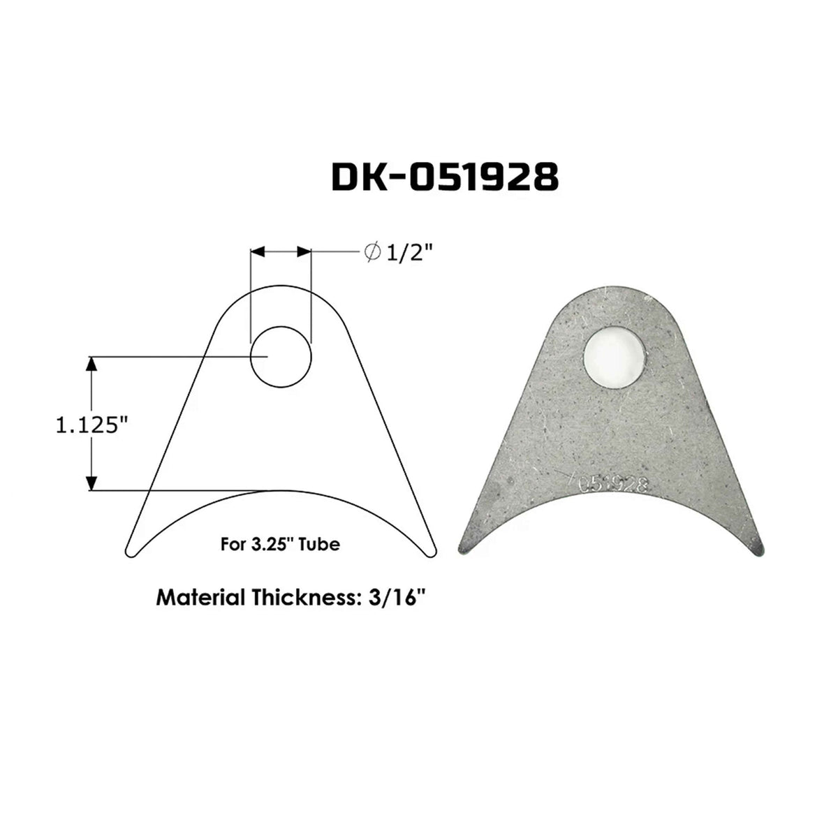 Dirt King Radius Tab DK-051928 dimensions