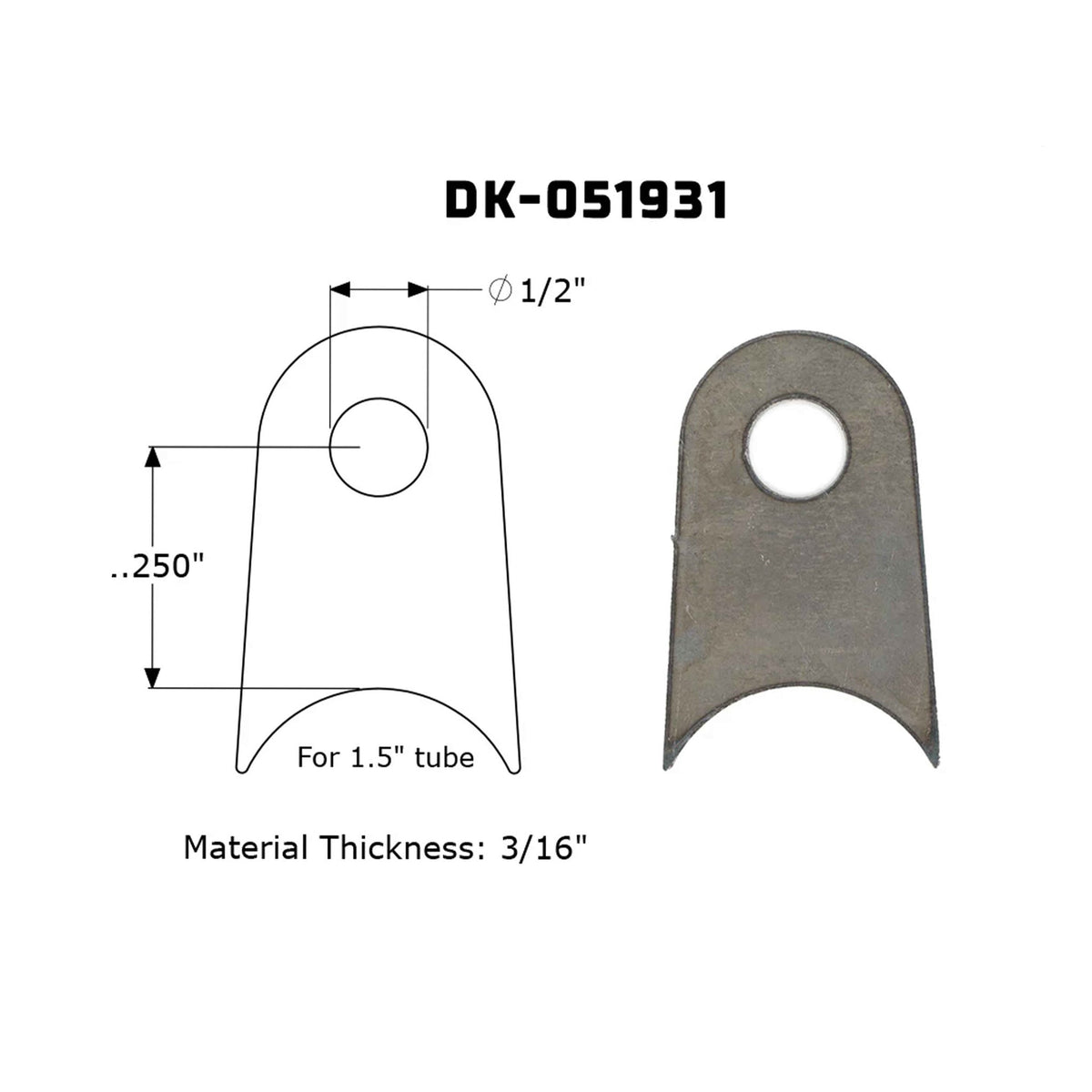 Dirt King Radius Tab DK-051931 dimensions
