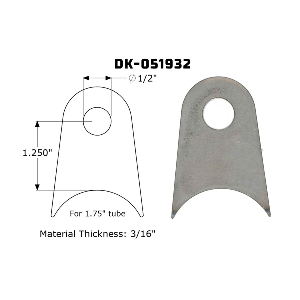 Dirt King Radius Tab DK-051932 dimensions