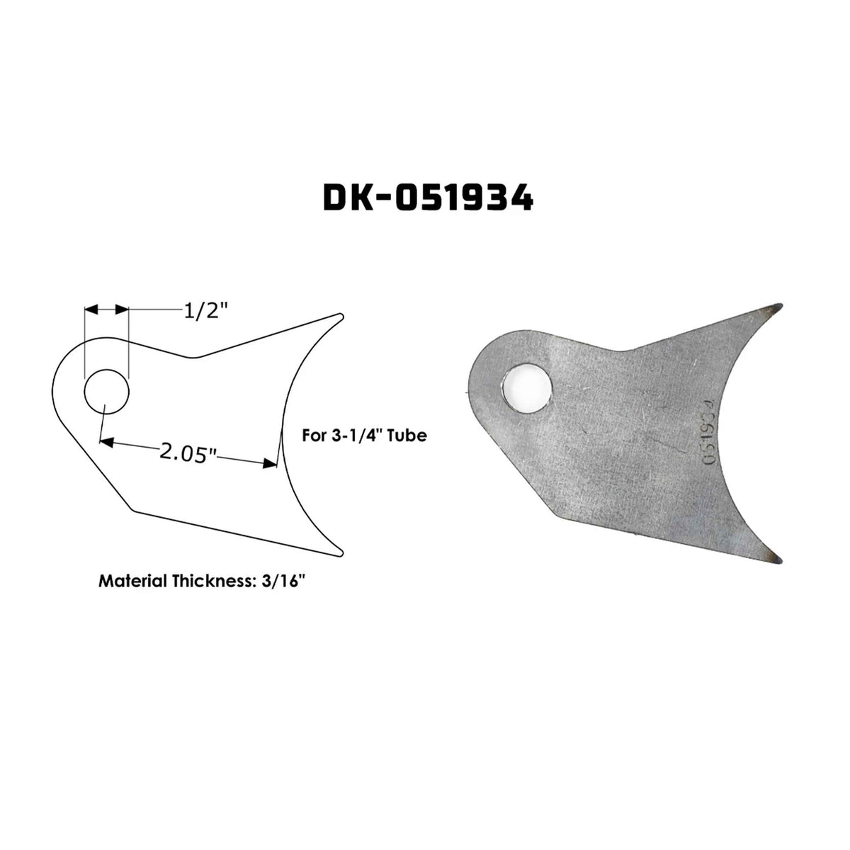 Dirt King Radius Tab DK-051934 dimensions