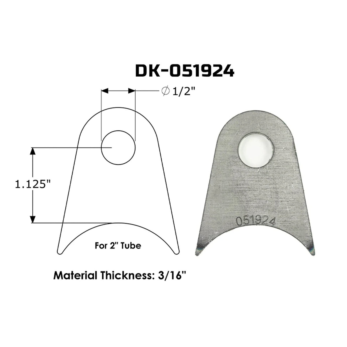 Dirt King Radius Tab DK-059124 dimensions