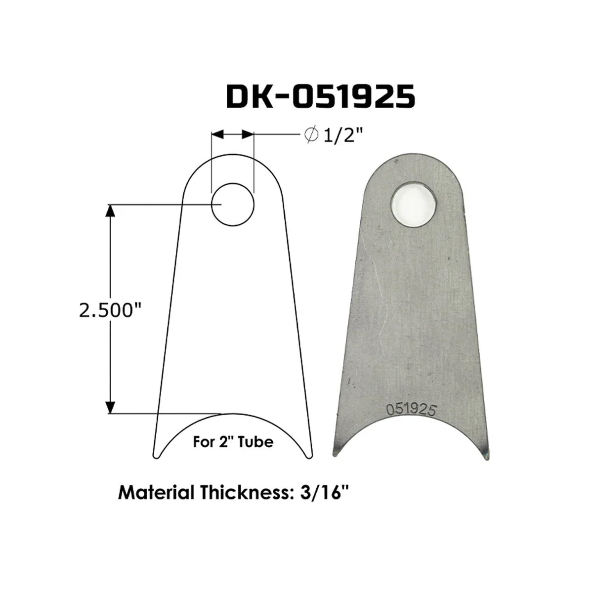 Dirt King Radius Tab DK-059125 dimensions