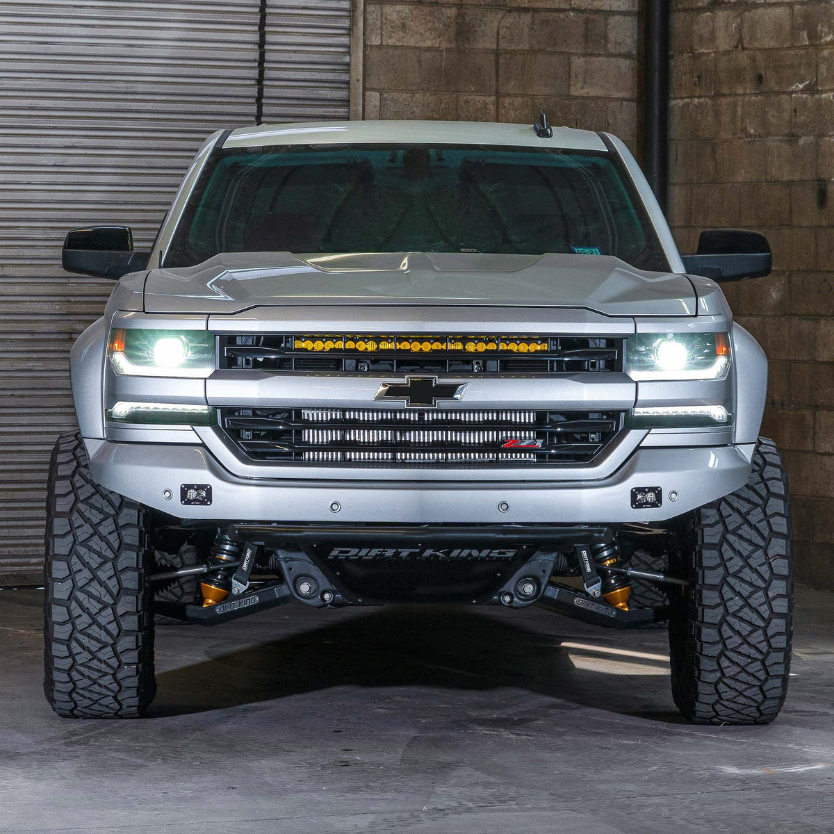 Dirt King Silverado Prerunner Front Bumper installed side view