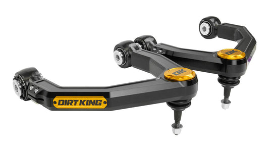 Dirt King billet upper control arms for 2011–2026 Silverado and Sierra 2500HD/3500HD